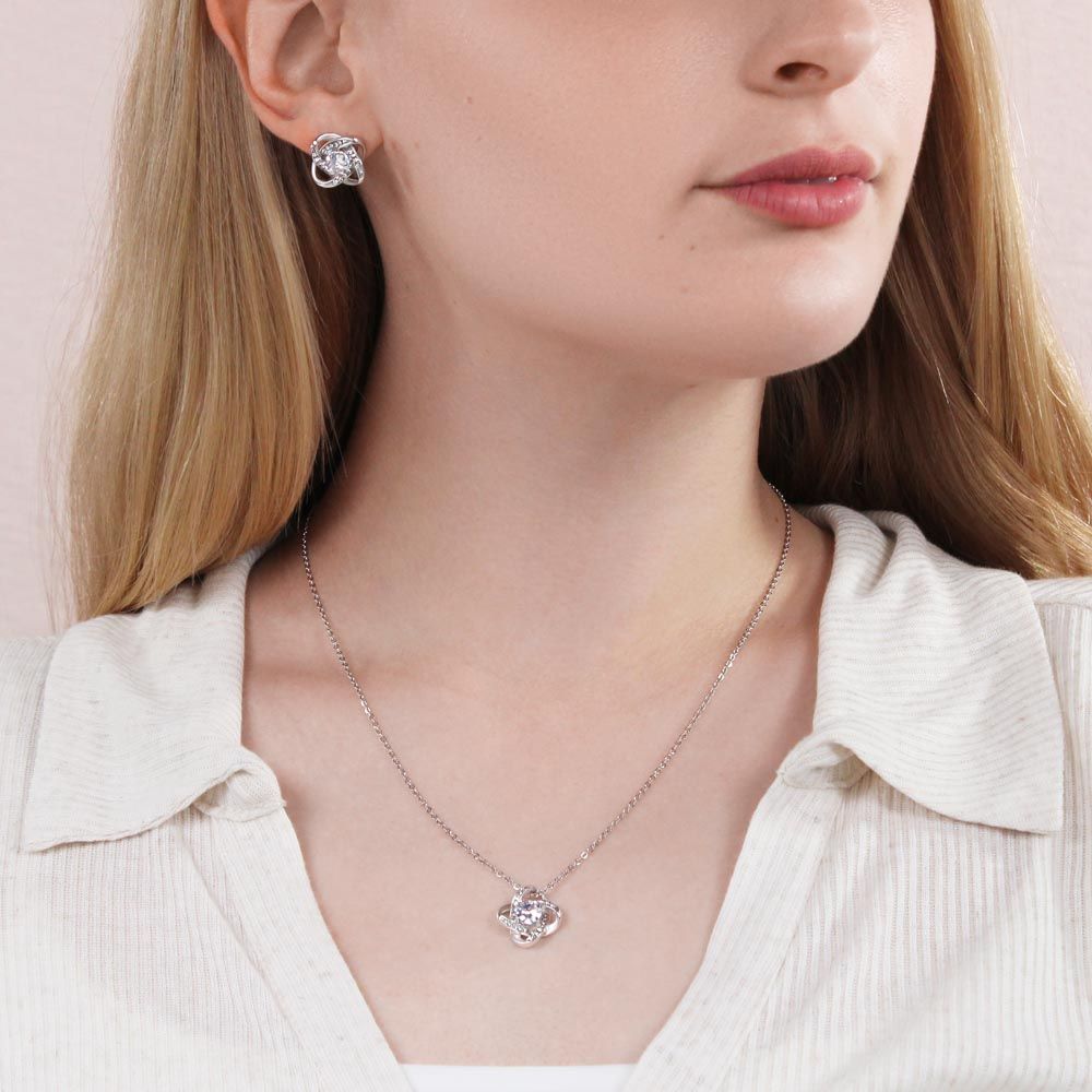 "I wish" Wife Love Knot Necklace and Earring Set