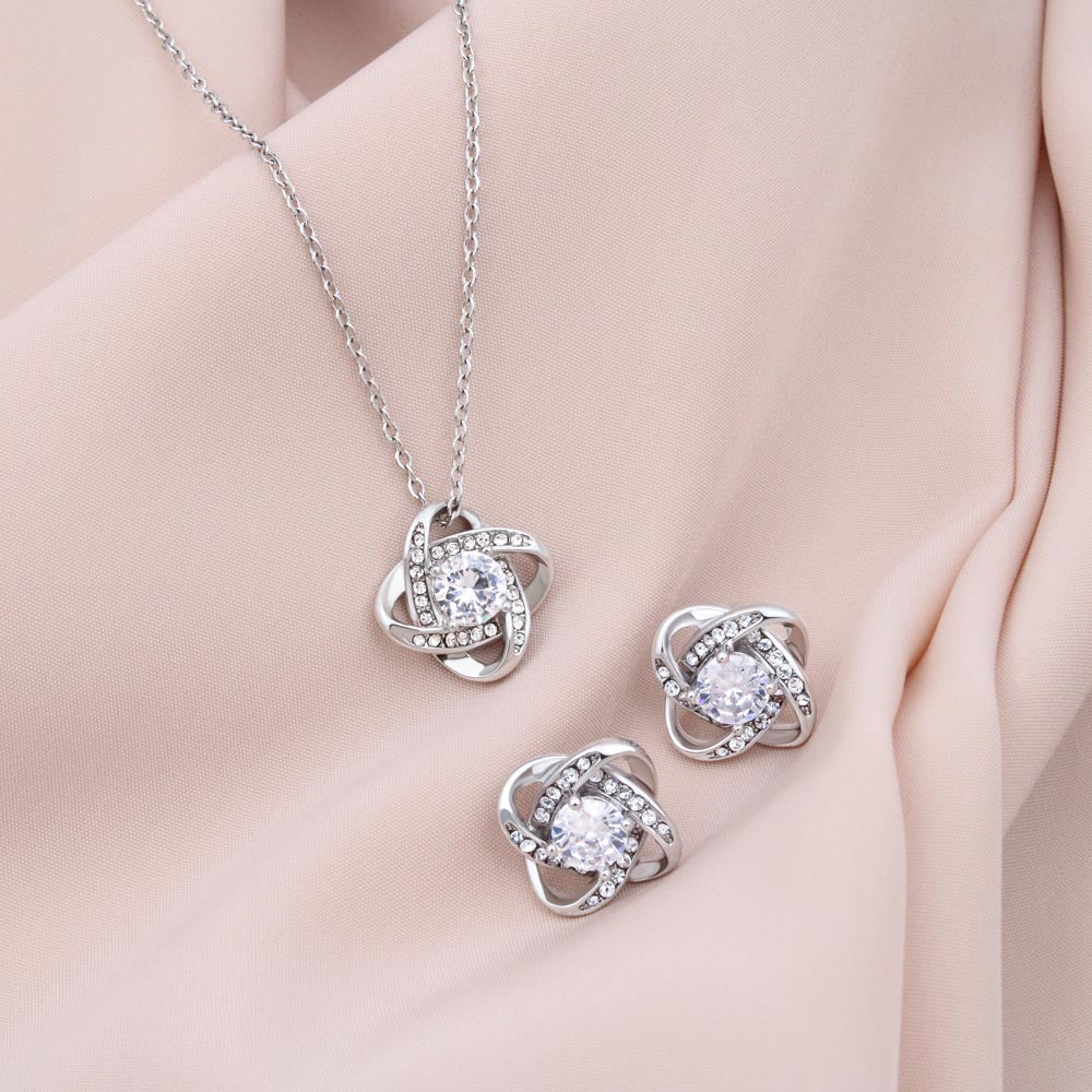 "I wish" Wife Love Knot Necklace and Earring Set