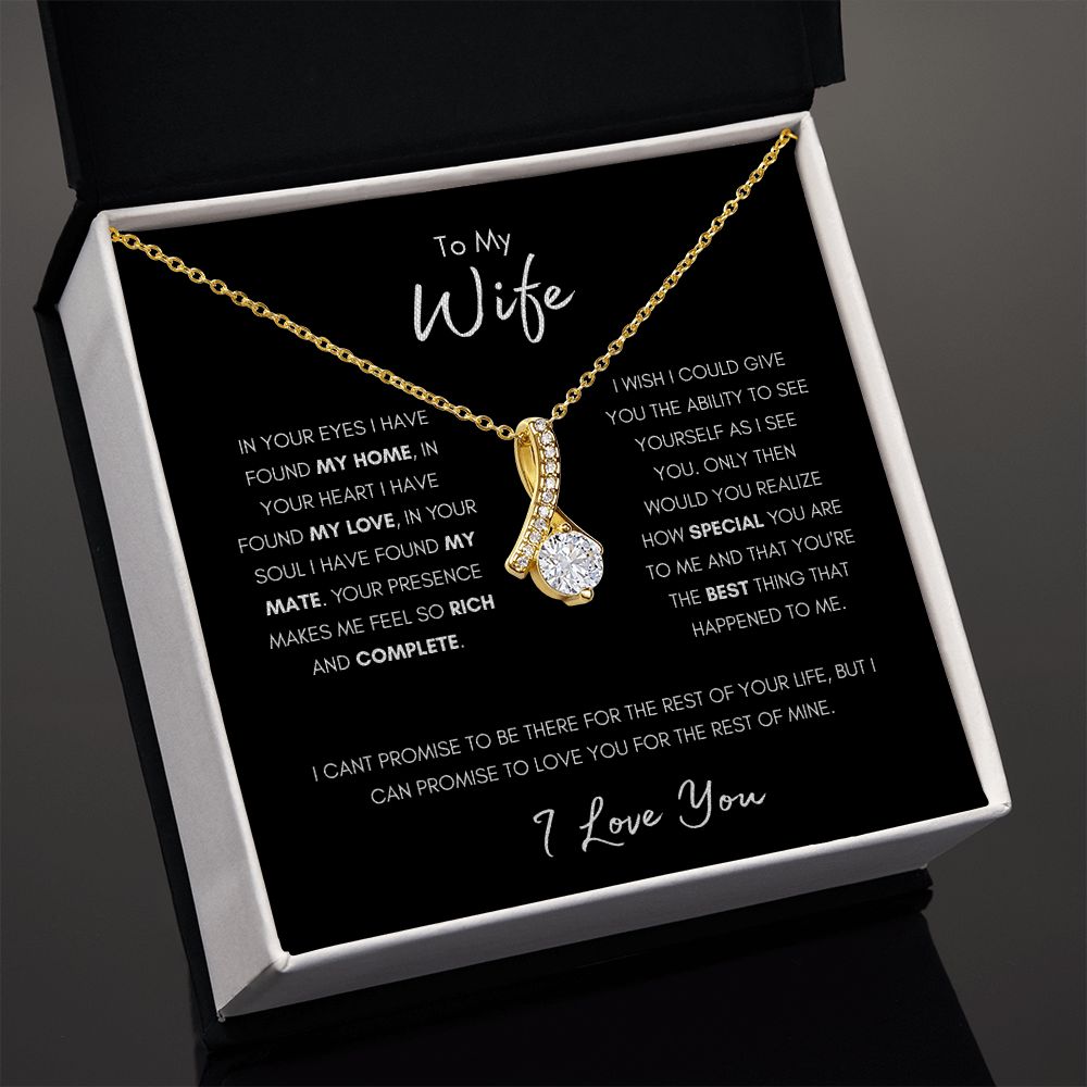 "In Your Eyes" Wife Ribbon Pendant Necklace