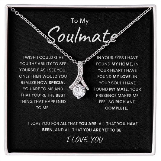 "I Wish" Soulmate Ribbon Pendant Necklace