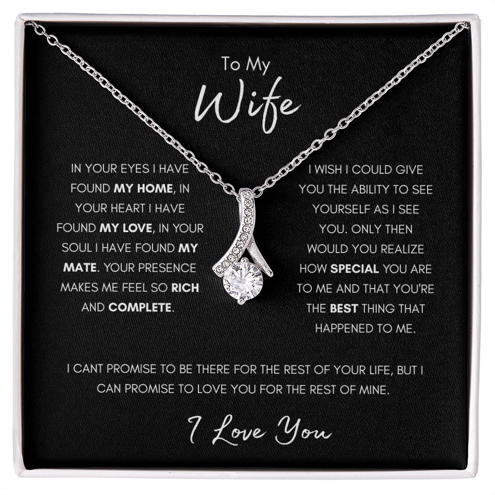 "In Your Eyes" Wife Ribbon Pendant Necklace