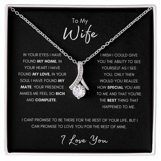 "In Your Eyes" Wife Ribbon Pendant Necklace
