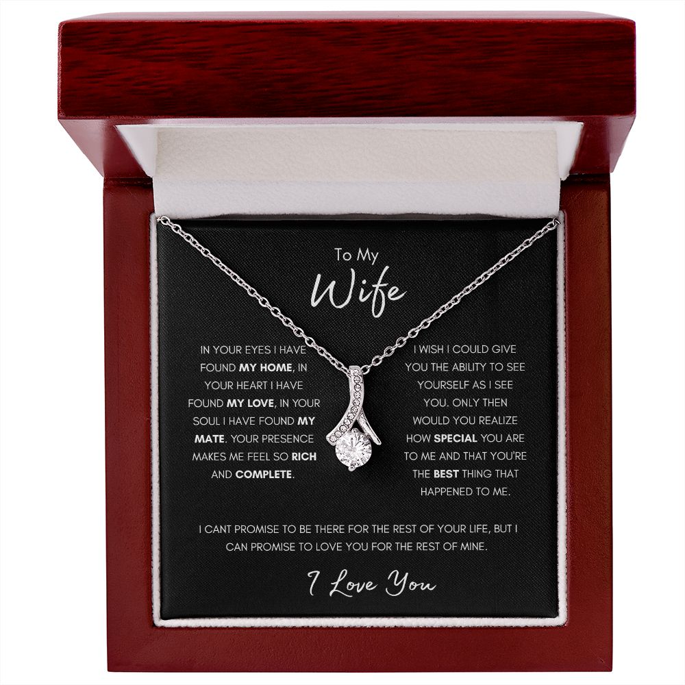 "In Your Eyes" Wife Ribbon Pendant Necklace