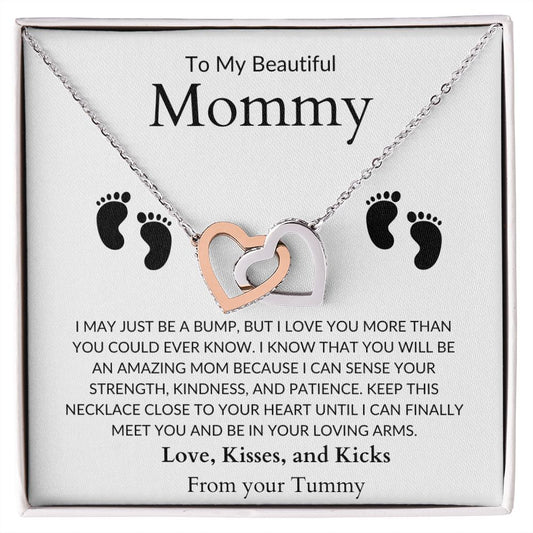 To My Beautiful Mommy Interlocking Heart Necklace